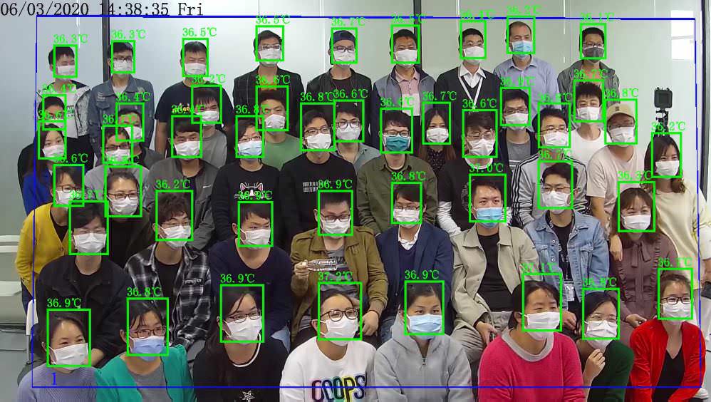 BE-5303同時偵測45張人臉溫度