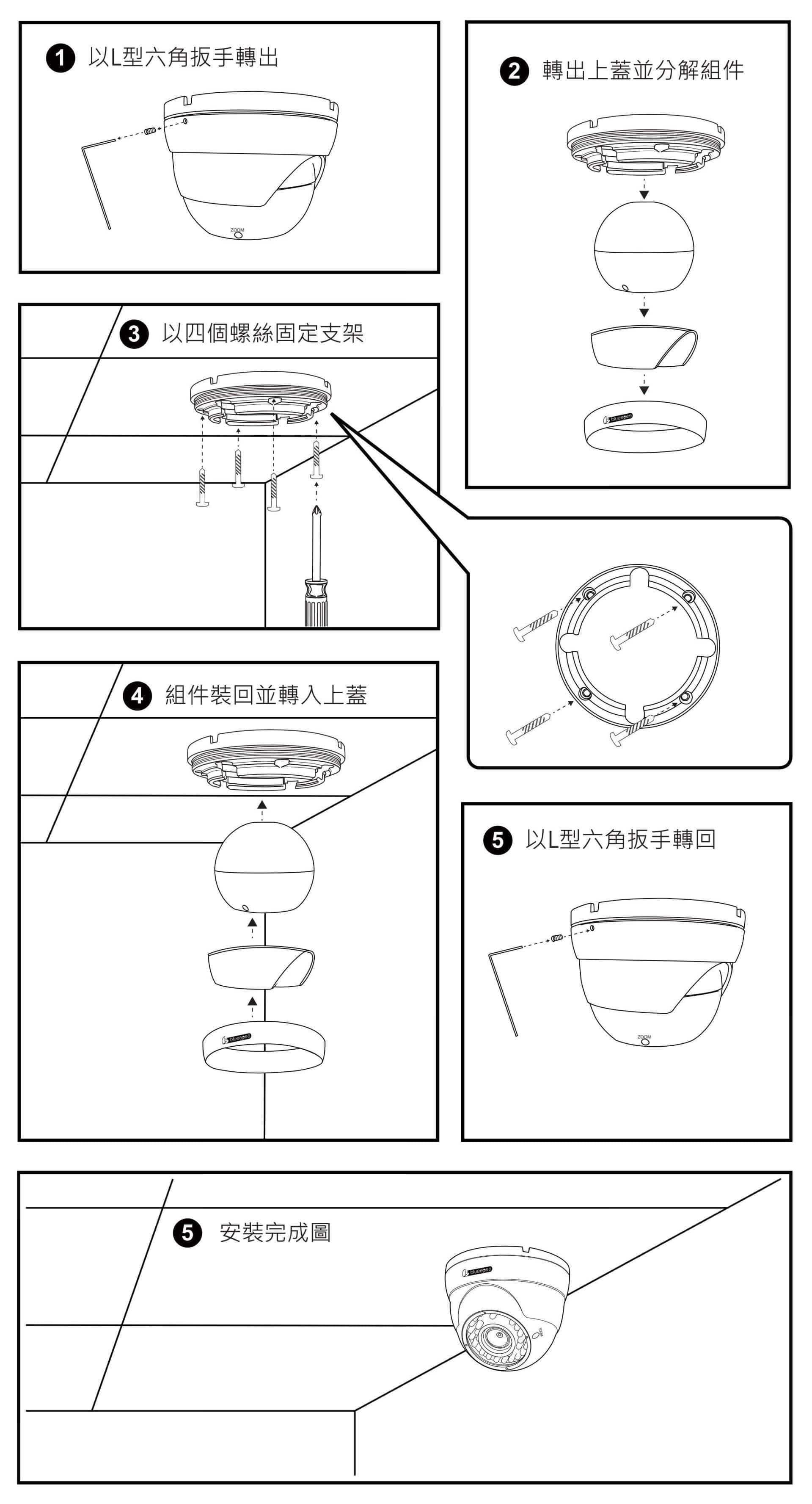 BE-3221S-POE 數位攝影機 安裝於輕鋼架天花板示意圖