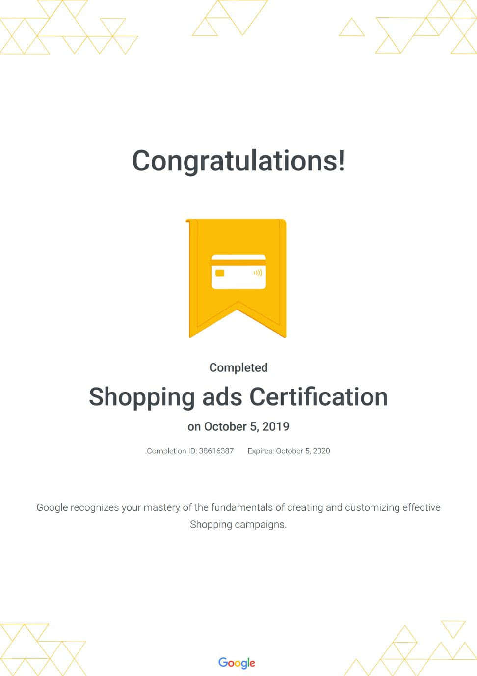 GOOGLE广告原厂证照